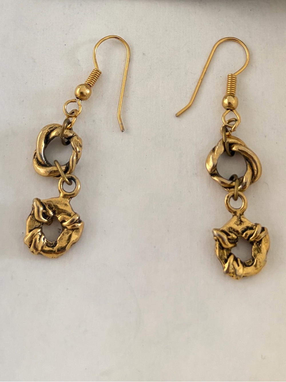 Vintage Round Charm Dangle/Drop Hook Earrings - Metal Circle Link Design